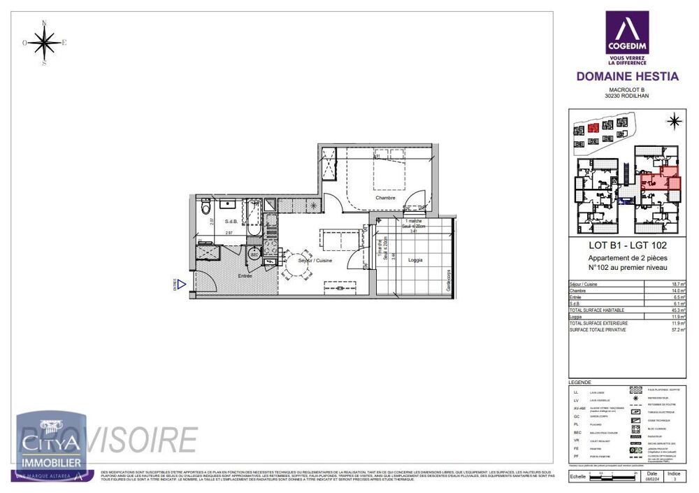 location Appartement - 2 pièce(s) - 45 m² Rodilhan (30230)
