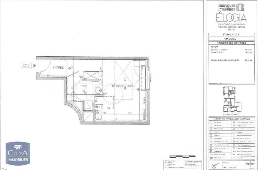 location Appartement - 1 pièce(s) - 28 m² Bois-Colombes (92270)