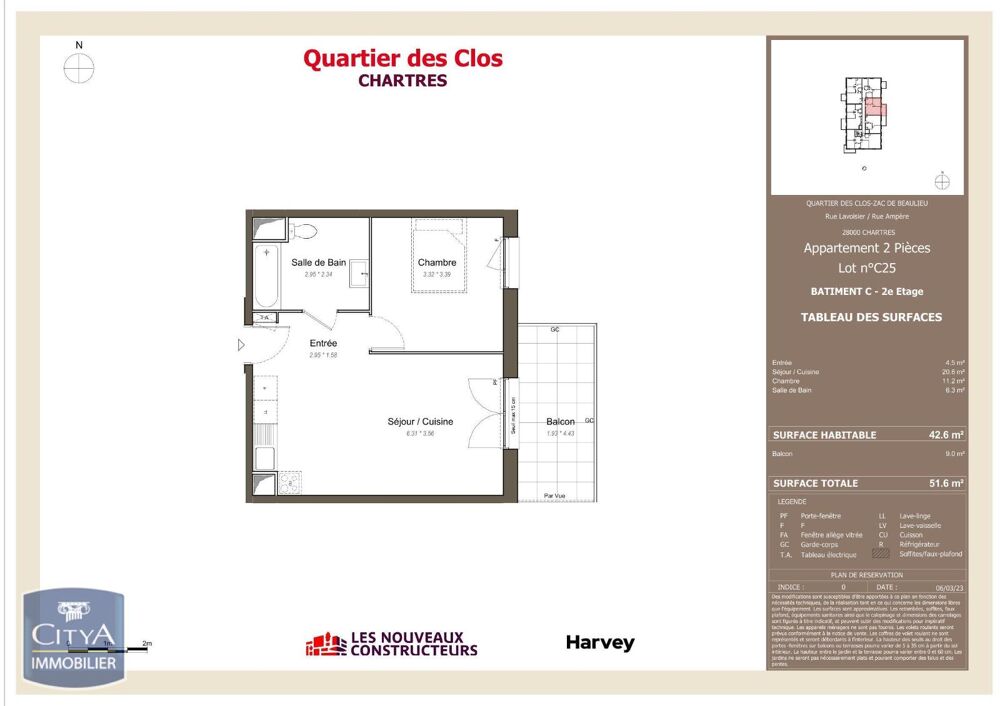 location Appartement - 2 pièce(s) - 43 m² Chartres (28000)
