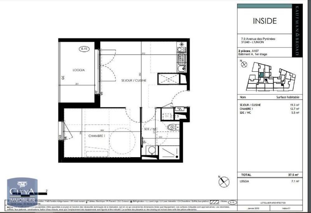 location Appartement - 2 pièce(s) - 38 m² L'Union (31240)