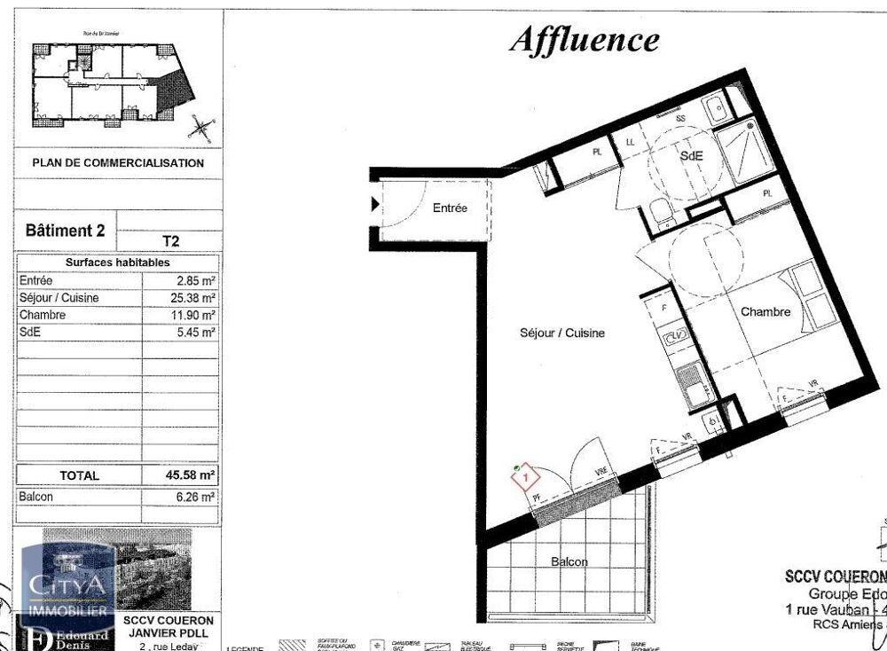 A LOUER - APPARTEMENT T2 AVEC BALCON ET PARKING - COUERO....