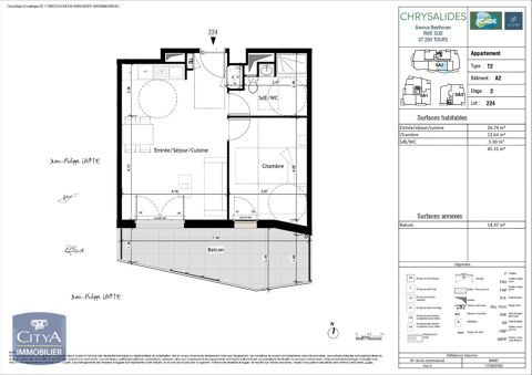  Appartement  louer 2 pices 45 m
