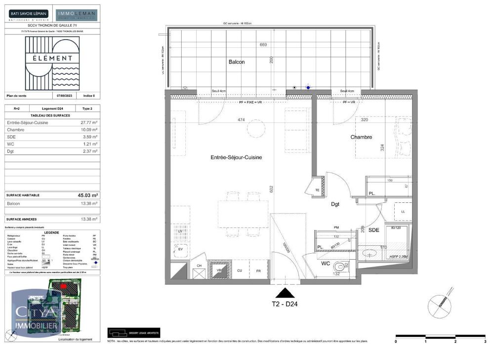 location Appartement - 2 pièce(s) - 45 m² Thonon-les-Bains (74200)