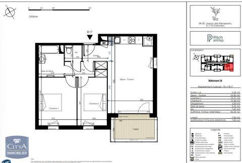  Location Appartement Appartement - 3 pièce(s) - 60 m²
