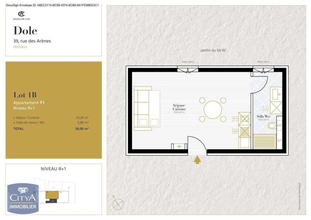 location Appartement - 1 pièce(s) - 30 m² Dole (39100)