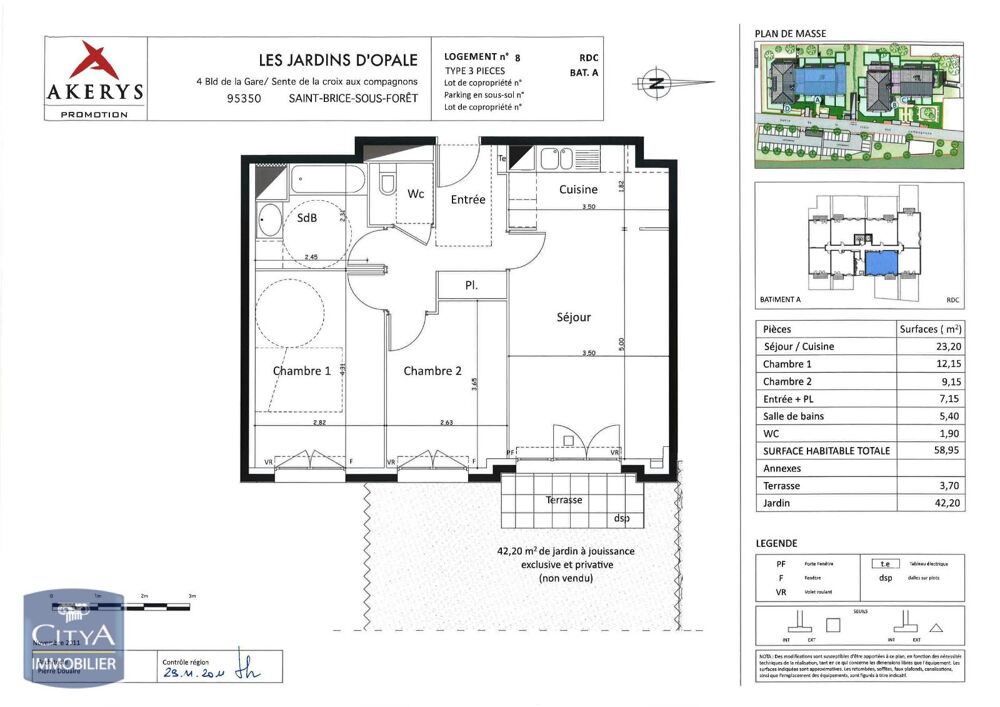 À LOUER : Appartement T3 à ST BRICE SOUS FORET, 95350 No....