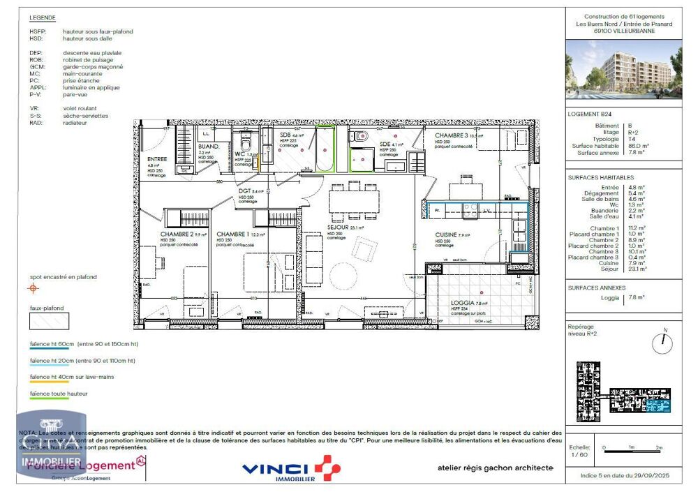 location Appartement - 4 pièce(s) - 86 m² Villeurbanne (69100)
