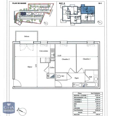 Appartement  louer 3 pices 61 m