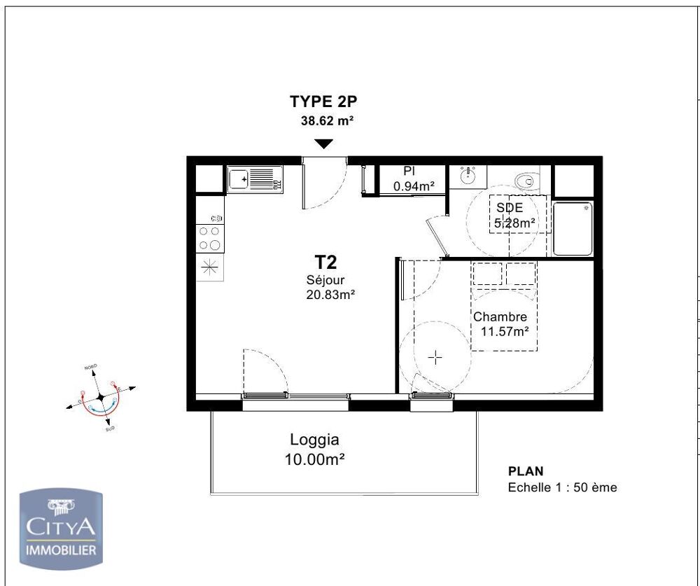 location Appartement - 2 pièce(s) - 39 m² Caen (14000)