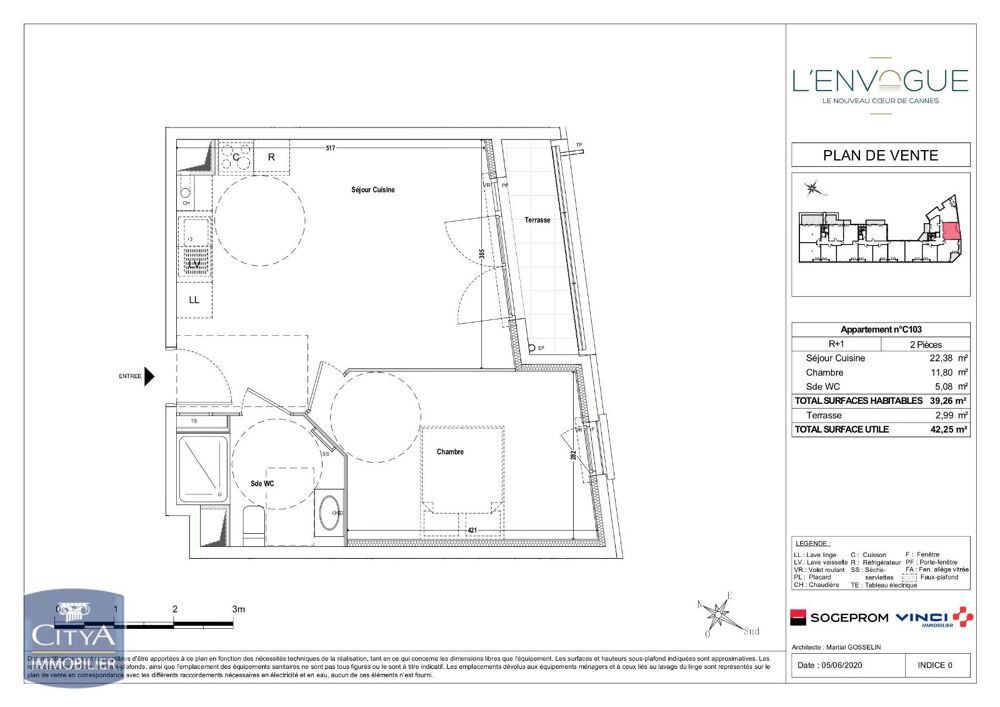 location Appartement - 2 pièce(s) - 39 m² Cannes La Bocca (06150)