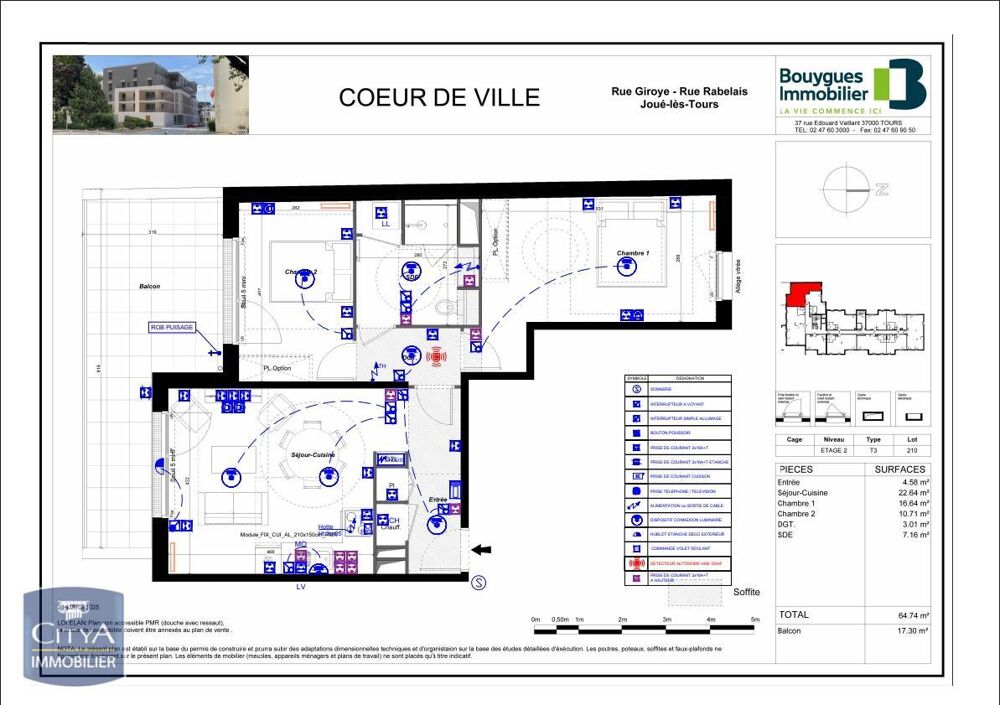 location Appartement - 3 pièce(s) - 65 m² Joué-lès-Tours (37300)