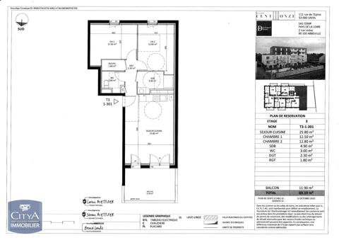  Appartement � louer 3 pi�ces 63 m�