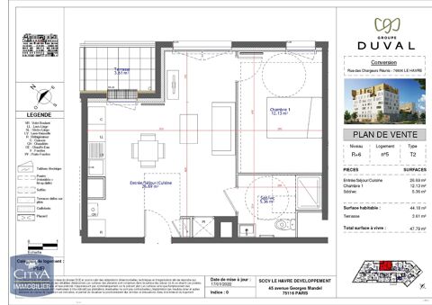  Appartement  louer 2 pices 44 m