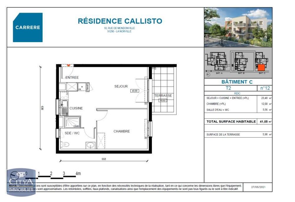 location Appartement - 2 pièce(s) - 41 m² La Norville (91290)