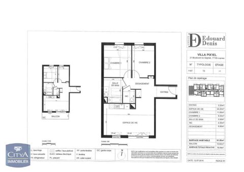  Appartement � louer 3 pi�ces 62 m�