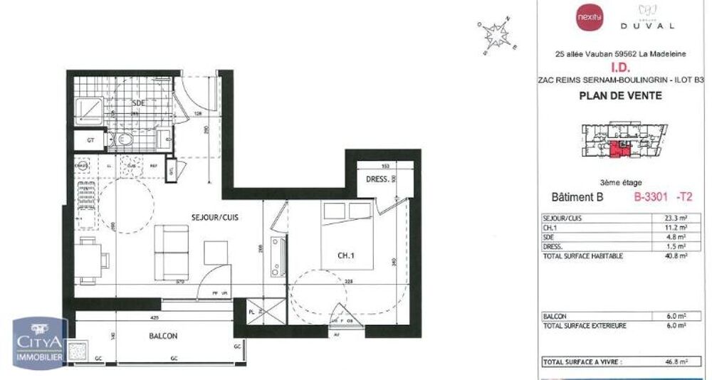 location Appartement - 2 pièce(s) - 41 m² Reims (51100)