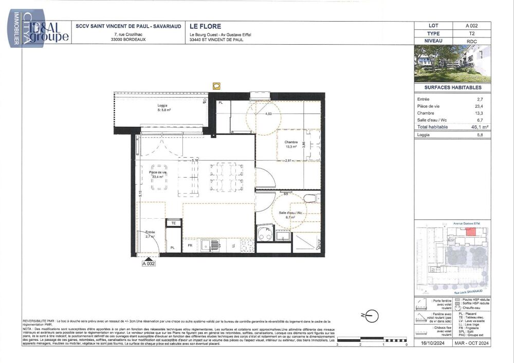 location Appartement - 2 pièce(s) - 46 m² Saint-Vincent-de-Paul (33440)