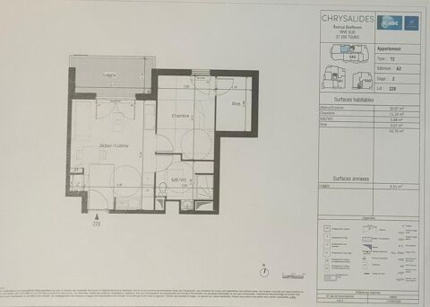  Appartement  louer 2 pices 43 m