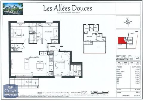  Appartement � louer 4 pi�ces 86 m�