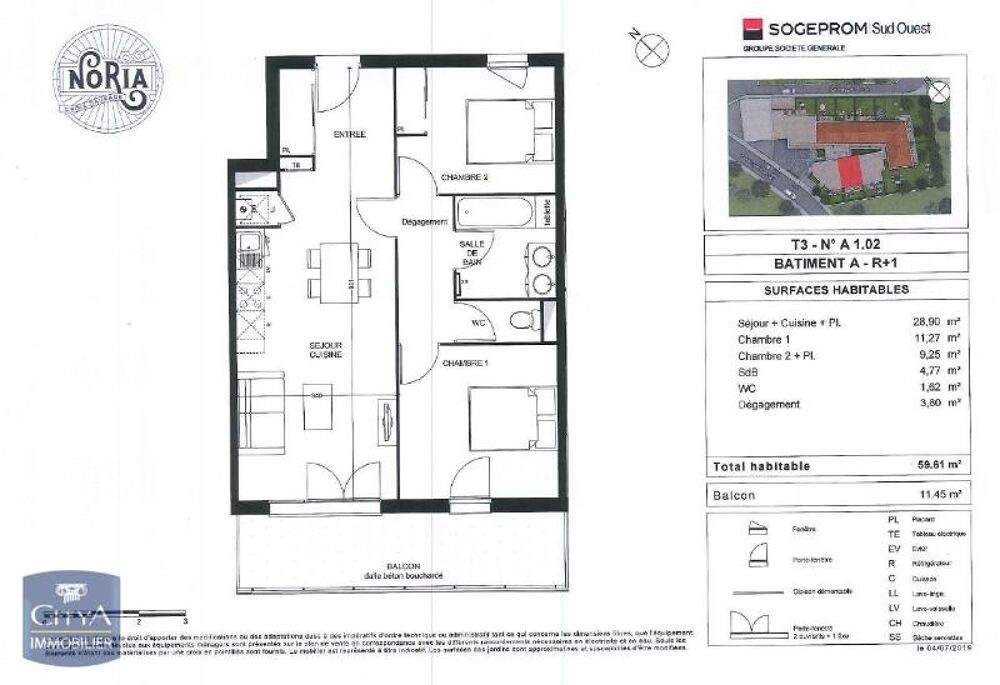 location Appartement - 3 pièce(s) - 60 m² Toulouse (31200)