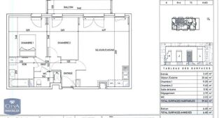  Appartement à louer 3 pièces 60 m²