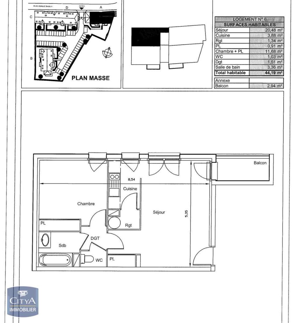 location Appartement - 2 pièce(s) - 44 m² Oignies (62590)
