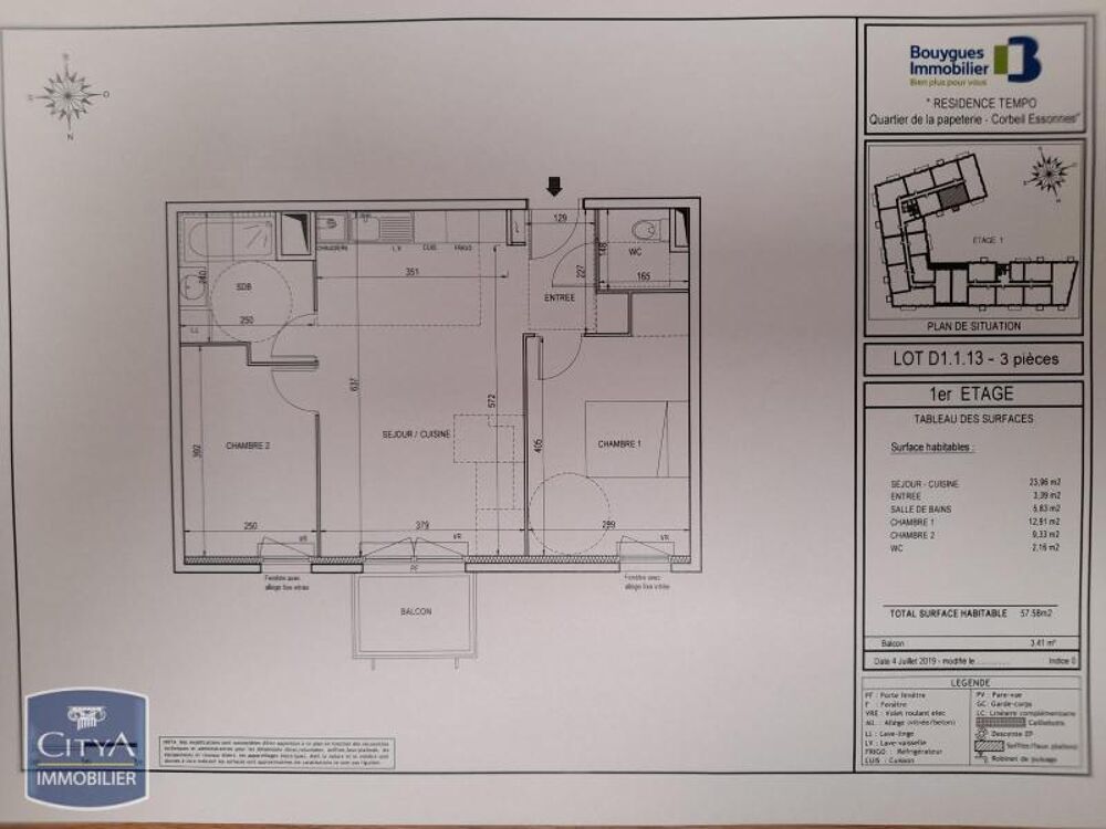 location Appartement - 3 pièce(s) - 58 m² Corbeil-Essonnes (91100)