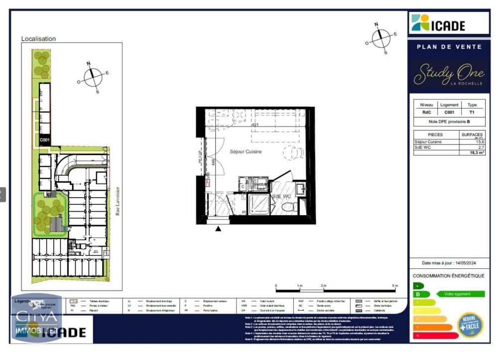location Appartement - 1 pièce(s) - 18 m² La Rochelle (17000)