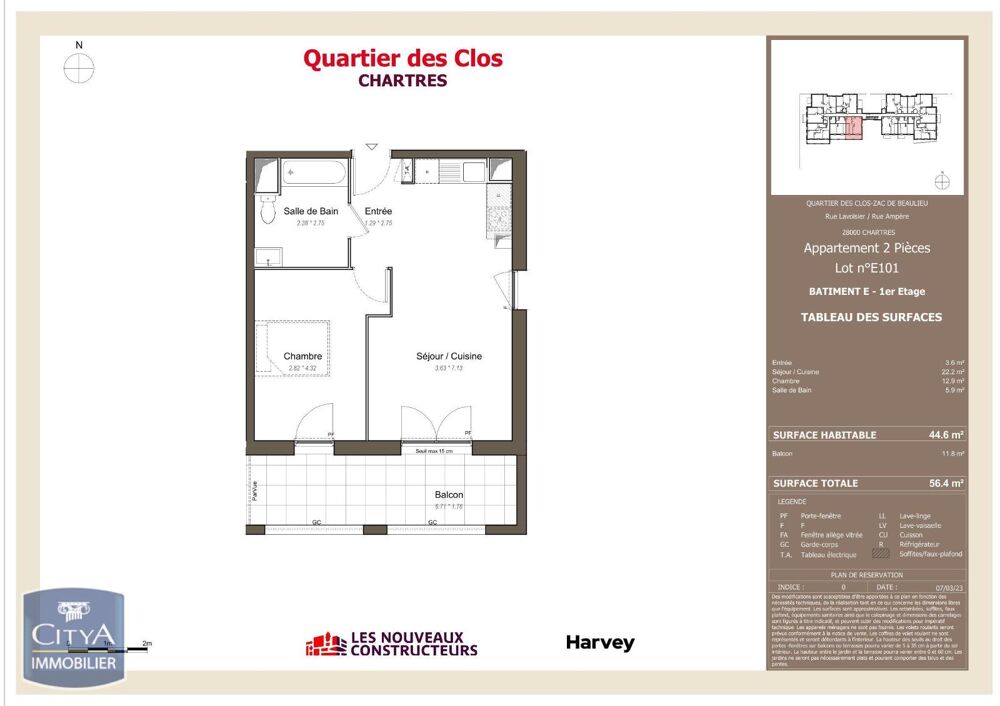 location Appartement - 2 pièce(s) - 45 m² Chartres (28000)