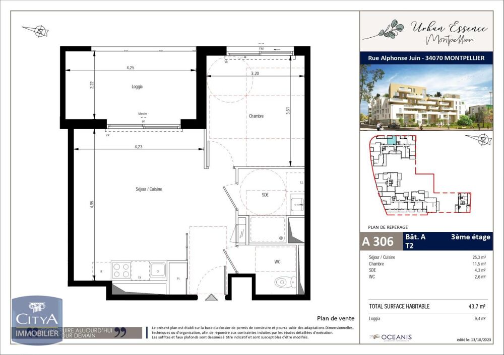 location Appartement - 2 pièce(s) - 44 m² Montpellier (34000)