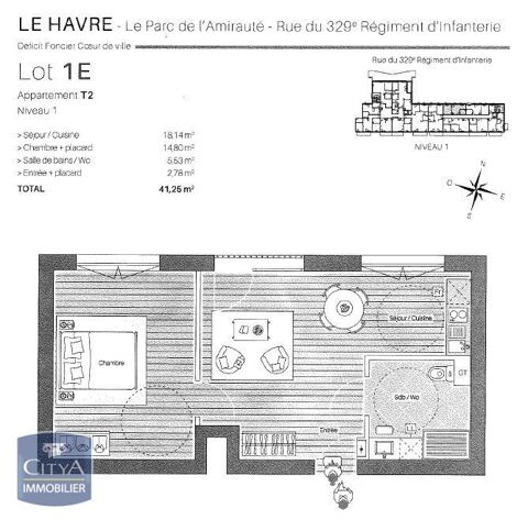  Appartement  louer 2 pices 41 m