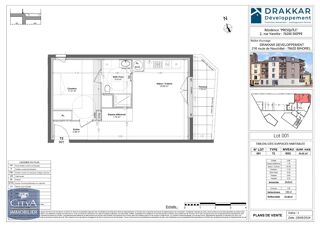  Appartement  vendre 2 pices 44 m