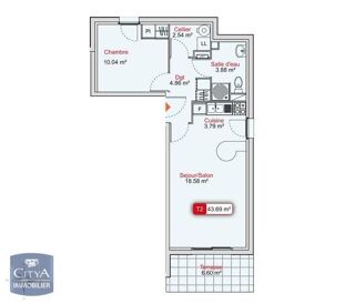  Appartement  vendre 2 pices 44 m