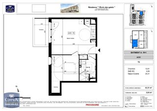  Appartement  vendre 2 pices 43 m