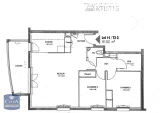  Appartement � vendre 3 pi�ces 62 m�
