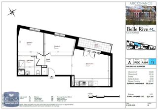  Appartement � vendre 3 pi�ces 59 m�