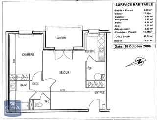  Appartement  vendre 2 pices 48 m