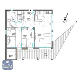  Appartement � vendre 3 pi�ces 70 m�