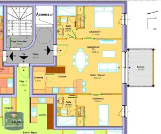  Appartement � vendre 3 pi�ces 74 m�