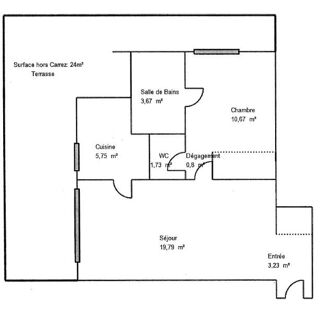  Appartement  vendre 2 pices 46 m