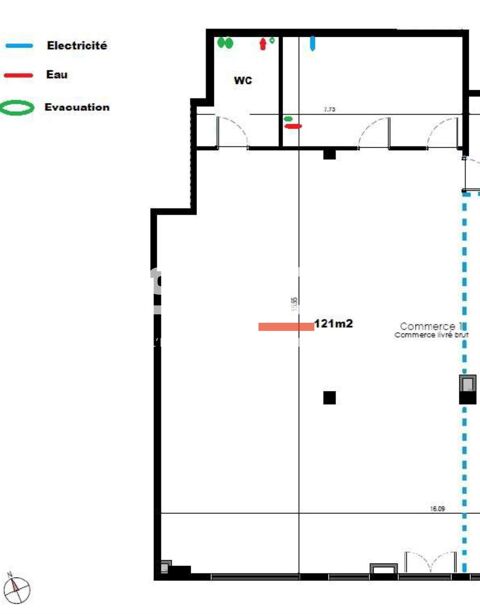 Locaux commerciaux - A LOUER - 121 m² non divisibles 1700 69720 Saint laurent de mure