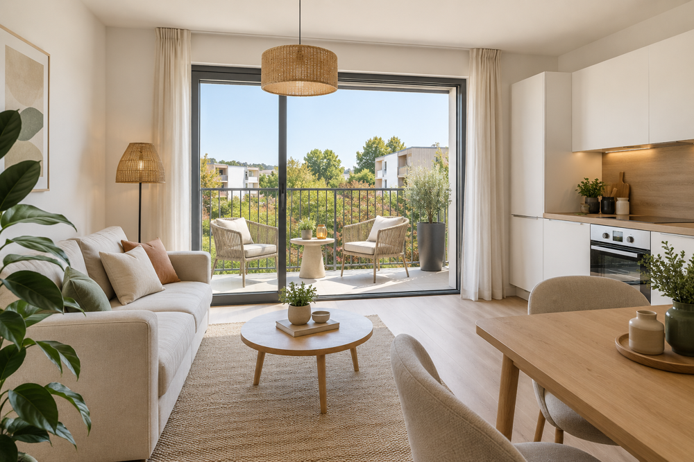 T2 DE 43 M² AU 1ER ÉTAGE AVEC BALCON DE 4 M² ET PARKING EN SOUS-SOL