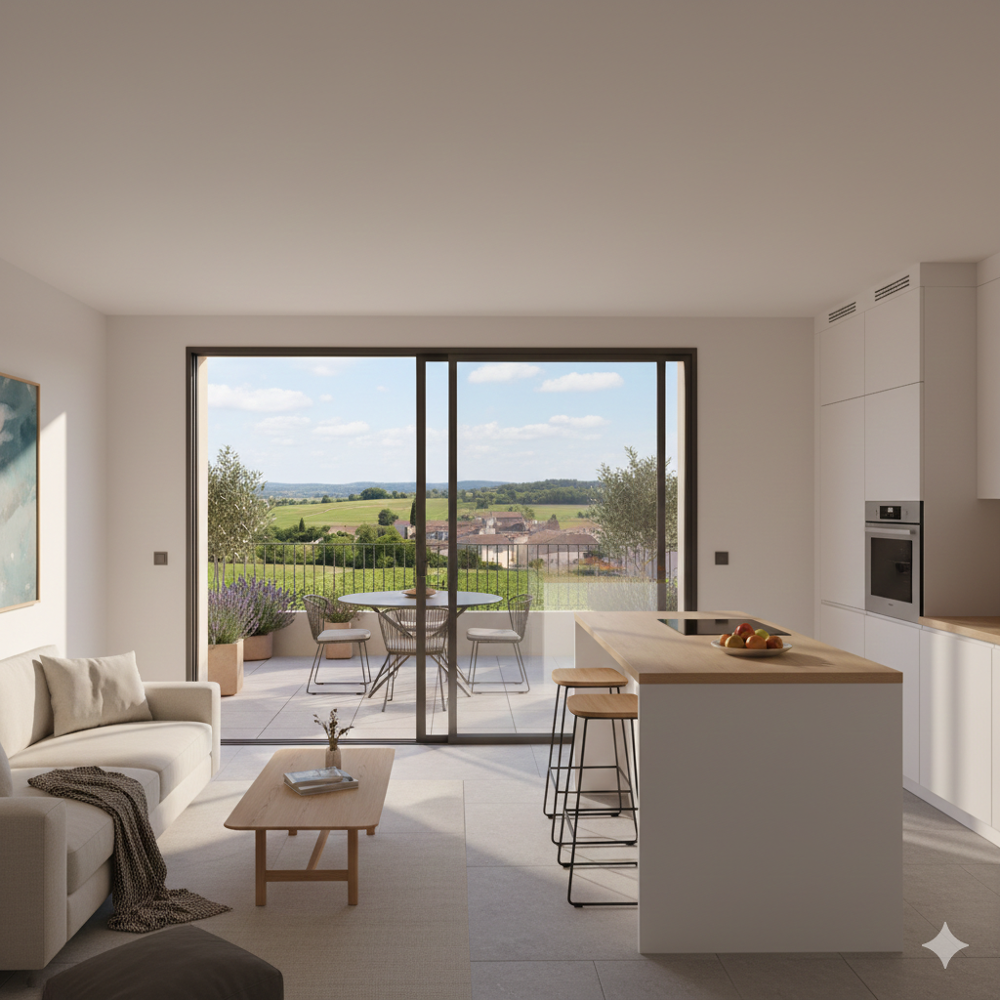 Vue panoramique pour ce T2 et sa belle terrasse exposé plein sud a Carcès