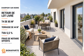 Vente Appartement RETOUR DE LOT LIVRÉ – T4 AVEC TERRASSE DE 44 M² Champigny-sur-marne