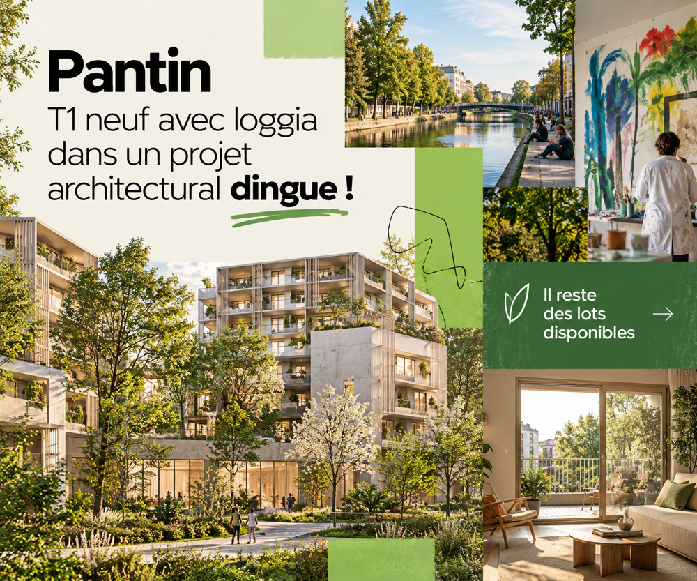 Meilleur quartier de Pantin  T1 neuf avec loggia