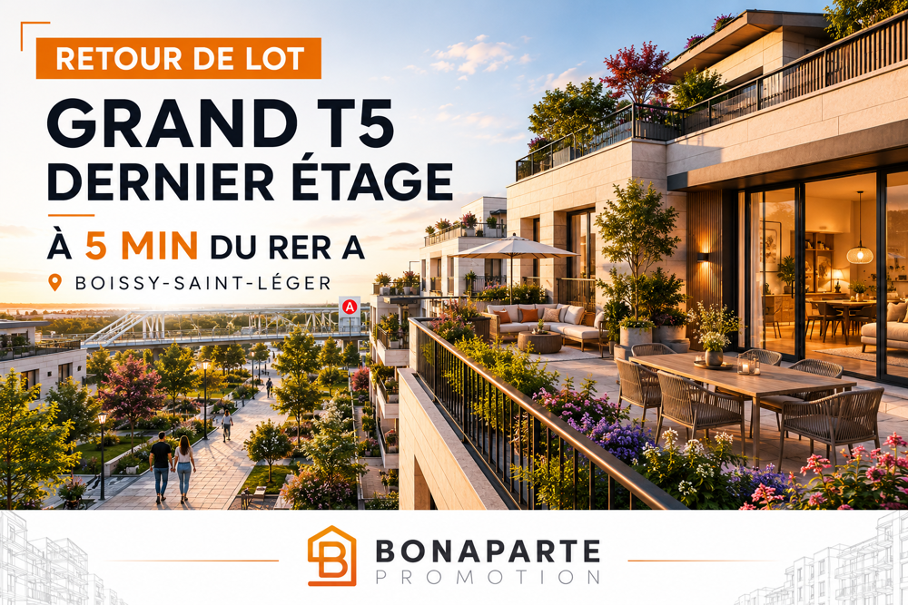 -- RETOUR DE LOT  GRAND T5 DERNIER ÉTAGE À 5 MIN DU RER A