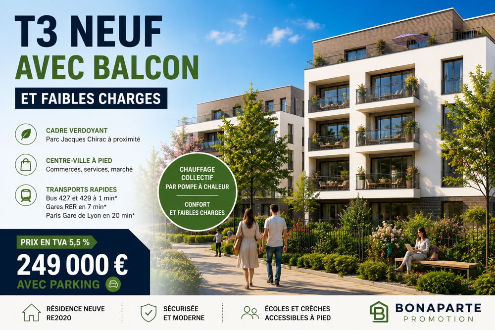 -- T3 NEUF AVEC BALCON ET FAIBLES CHARGES
