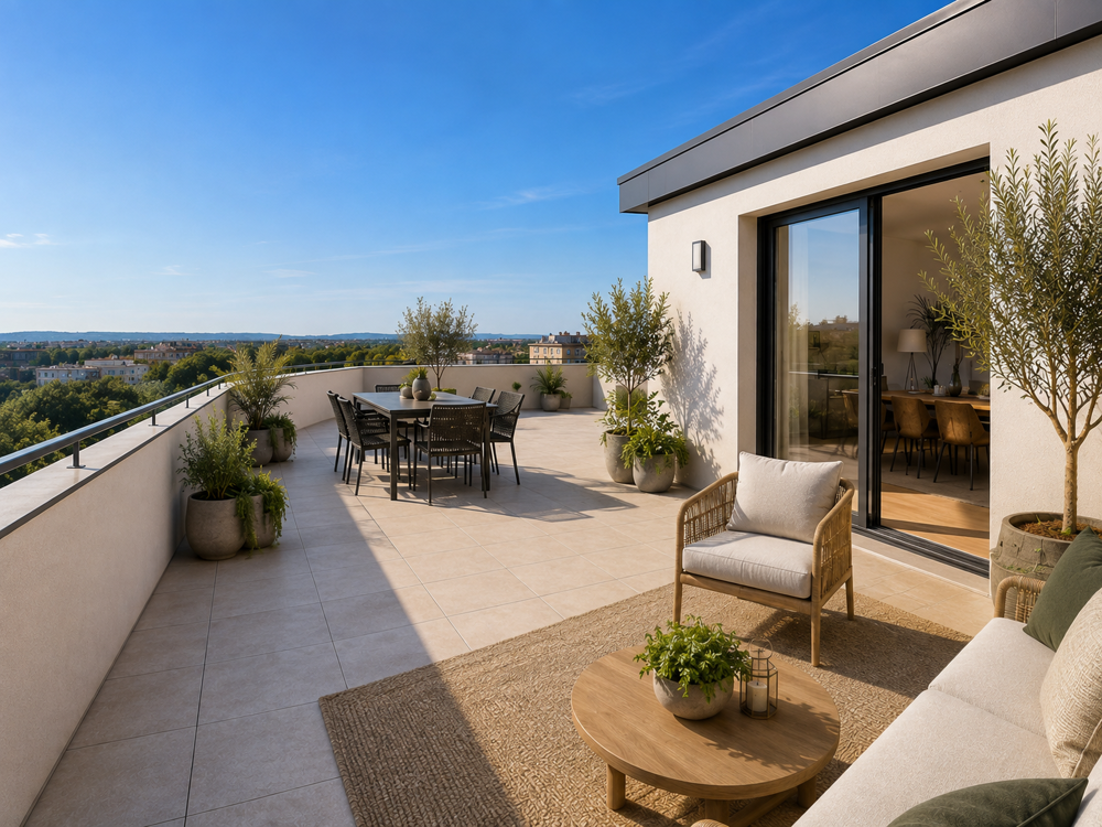 Vente Appartement Attique avec terrasse de 40 m² quadruple expositon! à 100 mètres du METRO PARILLY ! Venissieux