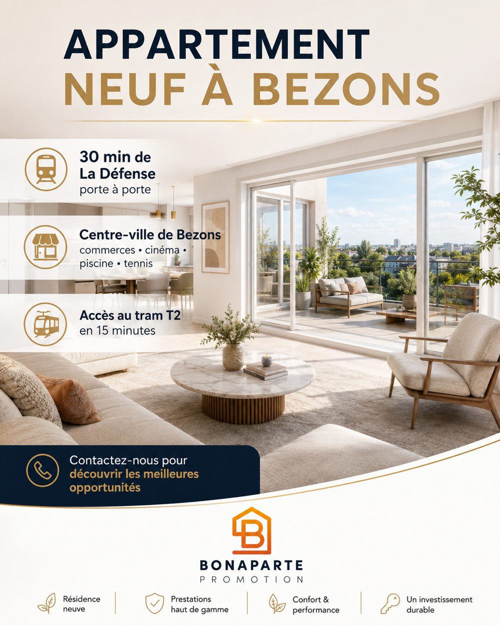 Vente Appartement PRIX IMBATTABLE -NEUF---Appartement 3 pièces 52M² +LOGGIA 4M² Bezons
