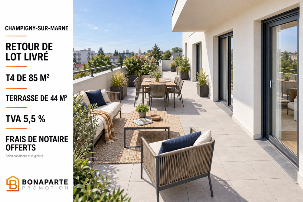 Vente Appartement -- RETOUR DE LOT LIVRÉ – T4 AVEC TERRASSE DE 44 M² Champigny-sur-marne